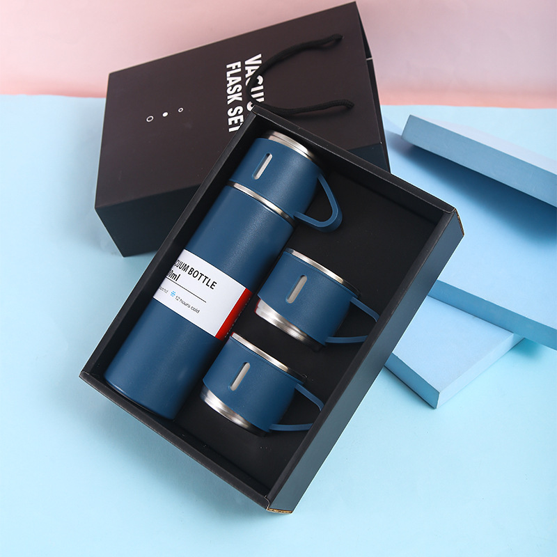 500ml Stainless Steel Vacuum Insulated Flask Set with 3 Cups (1) 500ml Stainless Steel Vacuum Insulated Flask Set with 3 Cups