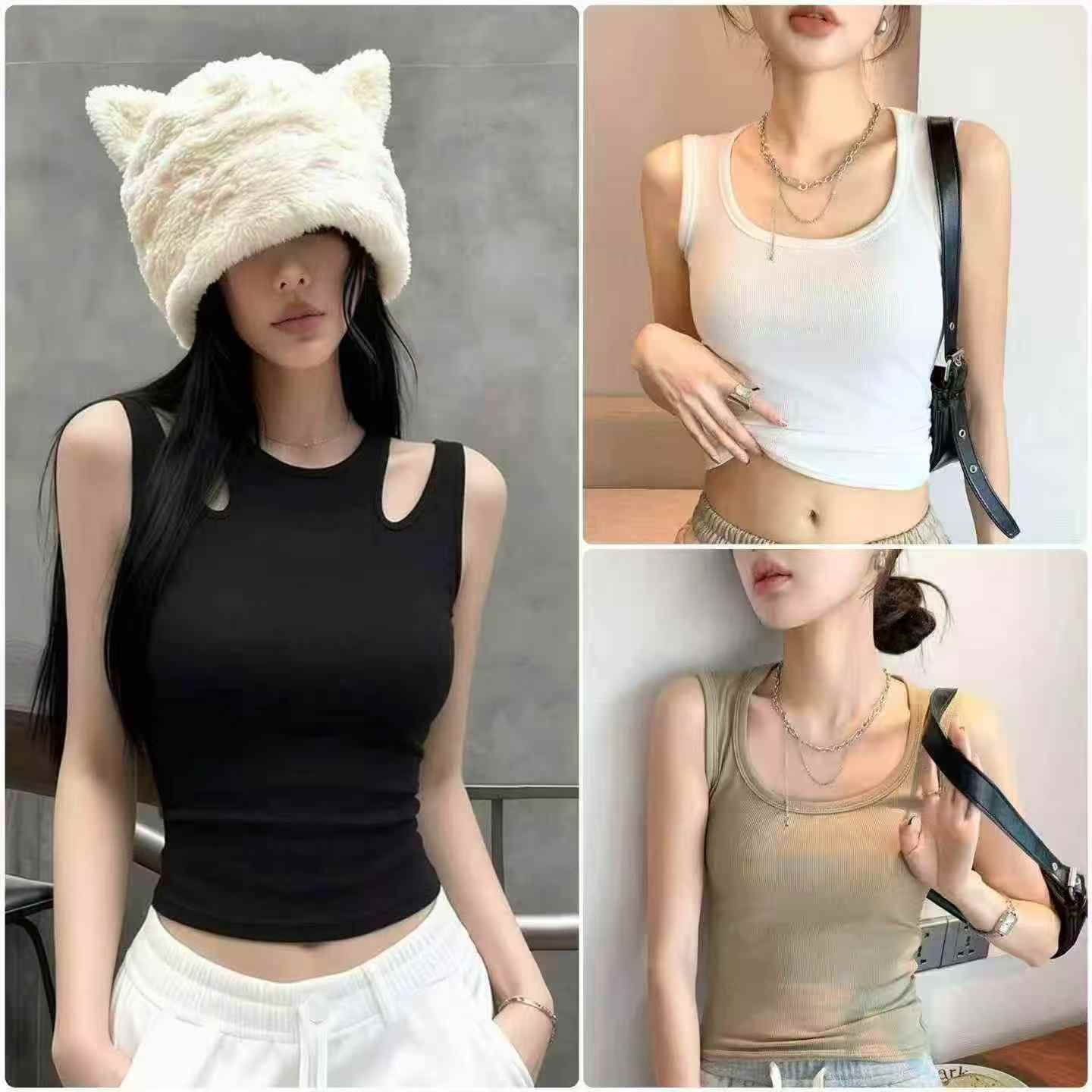 1 (8) Women's Sleeveless Cutout Ribbed Tank Top – Slim Fit Casual Summer Vest - Image 1