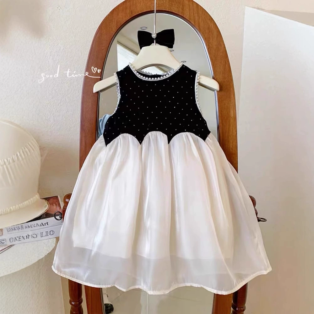 Girl's Sleeveless Pearl Dress – Summer Tank Princess Dress (5) Girl's Sleeveless Pearl Dress – Summer Tank Princess Dress - Image 1