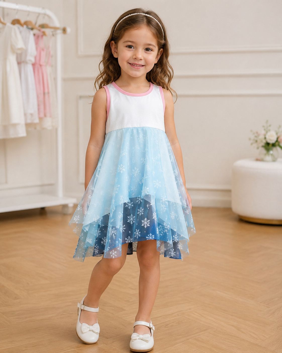 Girls’ Princess Tutu Dress with Unicorn & Cute Animal Embroidery Girls’ Princess Tutu Dress with Unicorn & Cute Animal Embroidery - Image 1